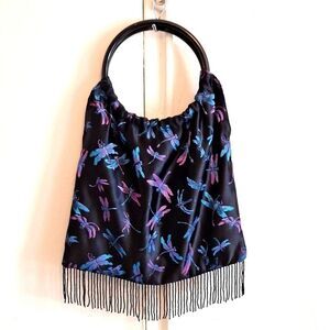 Vintage Dragonfly bag embroidery beaded fringe tassels